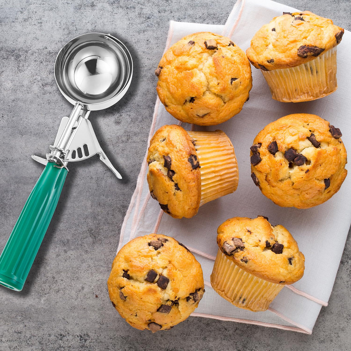 Saebye cookie-dough and cupcake scoop for versatile baking prep.