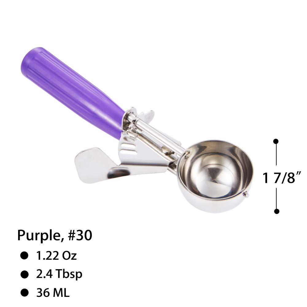 Saebye cookie scoop close-up showing 1.22 oz measurement for consistent portions.