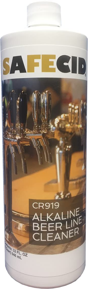 Safecid alkaline beer line cleaner bottle enabling fast, thorough draft line cleaning.