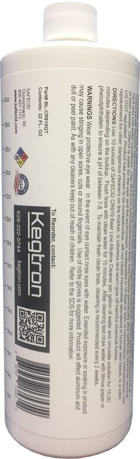 Safecid blue indicator shows complete rinse for clean, flavor-preserving beer lines.