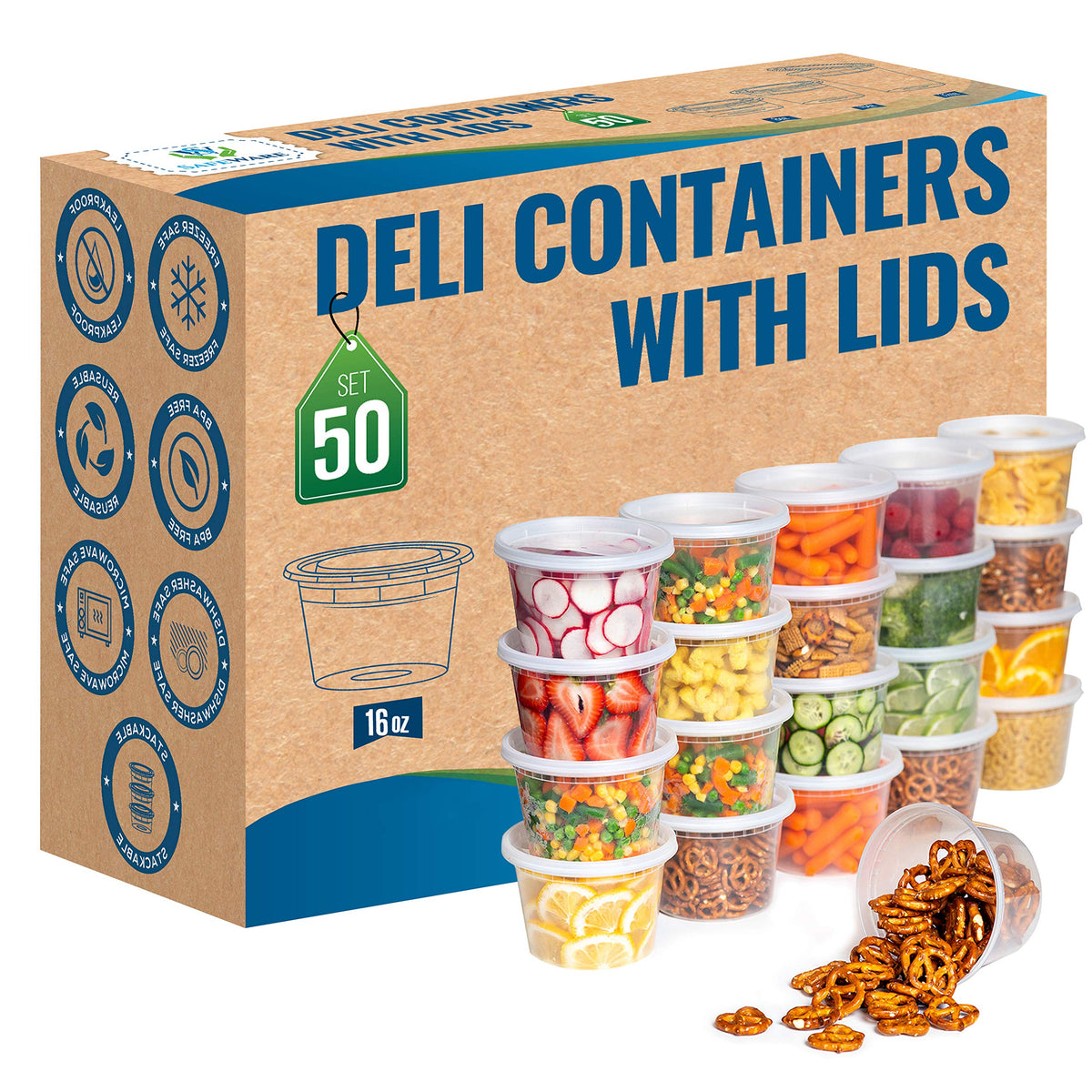 SafeWare deli containers with airtight lids ensure drip-free, fresh meals on the go.