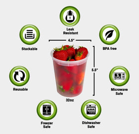 SafeWare leakproof 32oz containers ideal for soups and meal prep.