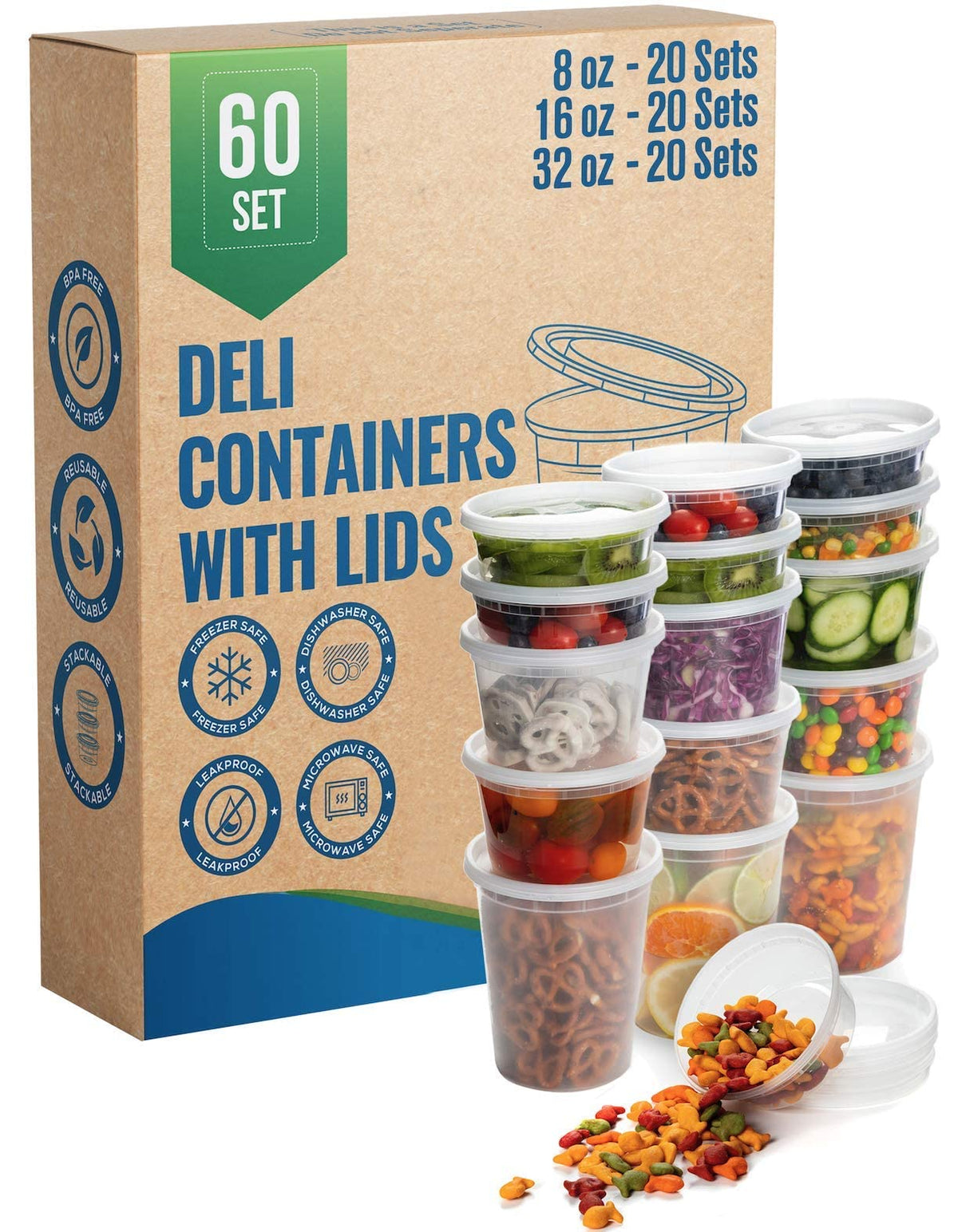 SafeWare Wrap 32oz deli container with lid for organized portions.