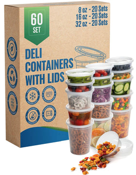 SafeWare Wrap 32oz deli container with lid for organized portions.