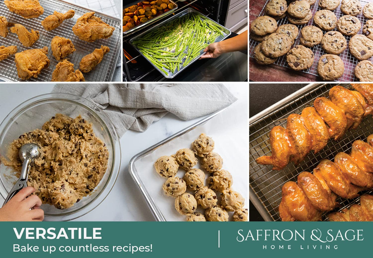 Saffron & Sage half-sheet pan with removable rack assembled for versatility.