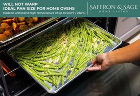 Saffron & Sage no teflon coating ensures safe, non-peel baking surface.