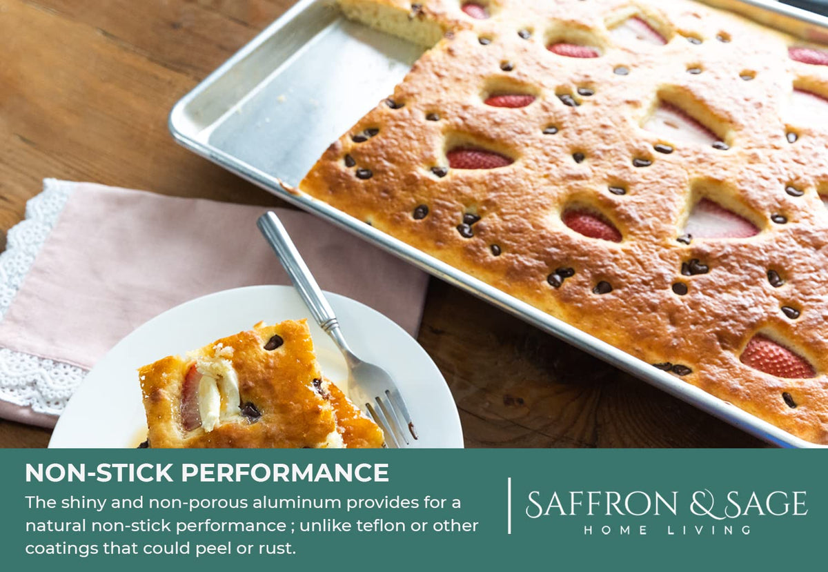 Saffron & Sage reinforced steel rim for durable, warp-resistant baking surface.