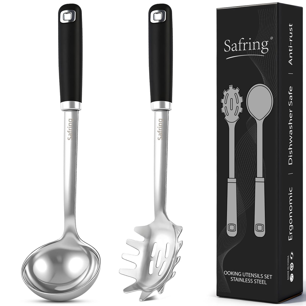 Safring soup ladle in stainless steel for smooth scooping and serving