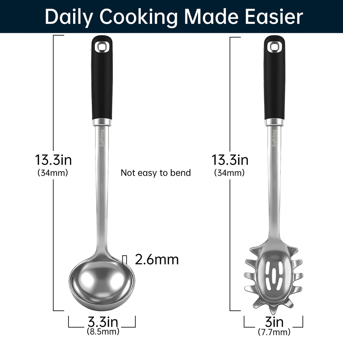 Safring spaghetti spoon with slotted design for draining pasta
