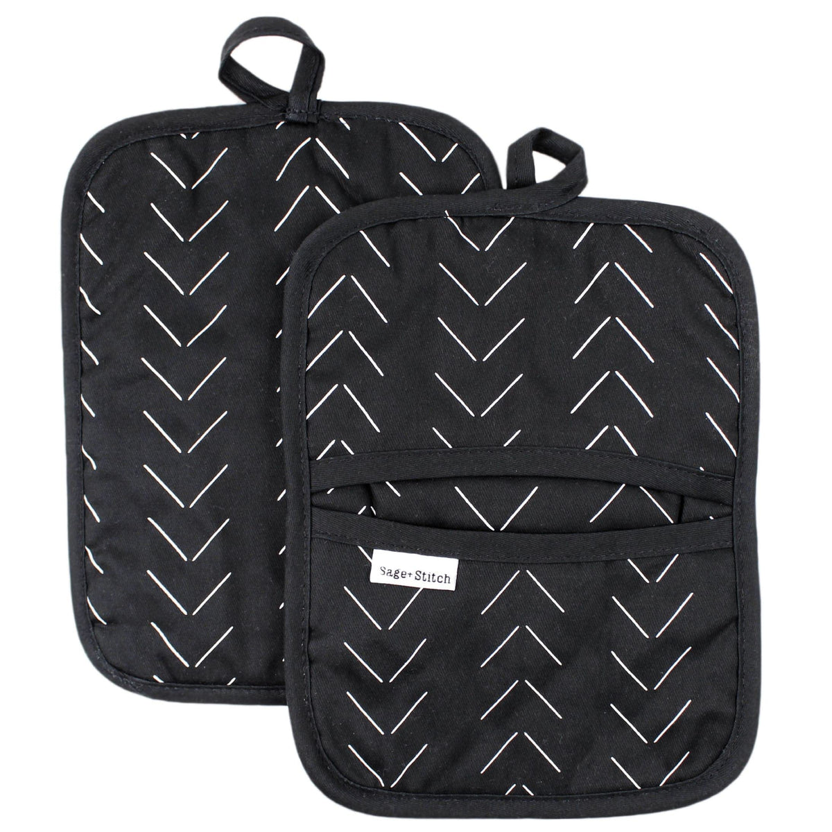 Sage+Stitch heat-resistant designer pot holder pattern 1 with bold color for cooking style