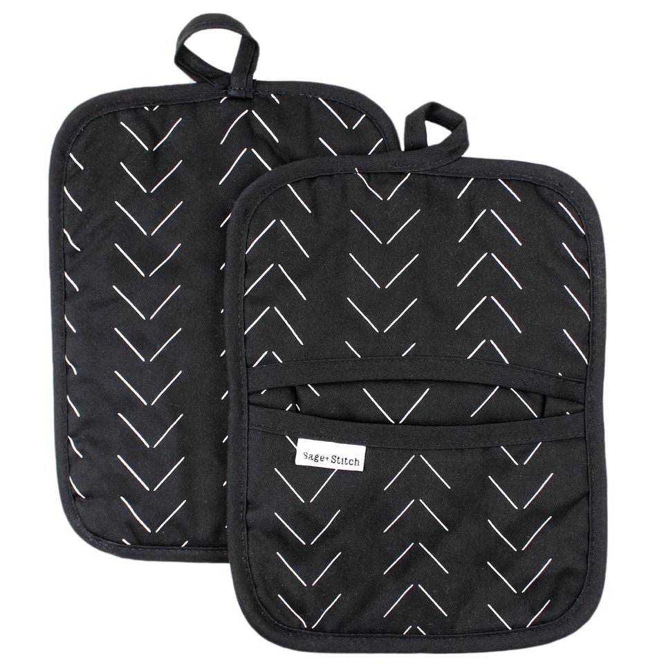Sage+Stitch heat-resistant designer pot holder pattern 1 with bold color for cooking style