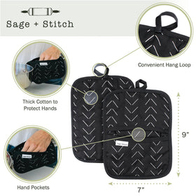 Sage+Stitch heat-resistant designer pot holder pattern 2 with lively art and grip