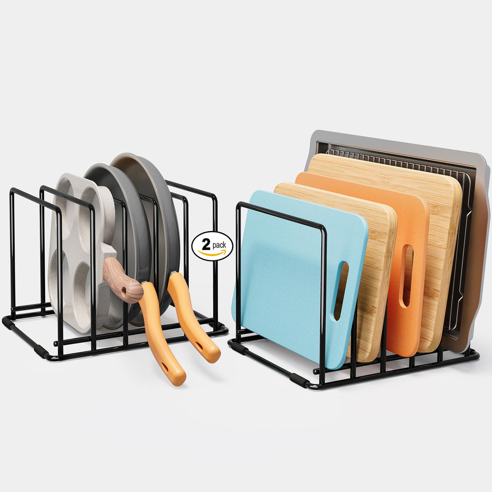 SAGLAU 2-Pack Cutting Board Organizer front view for clutter-free counters.