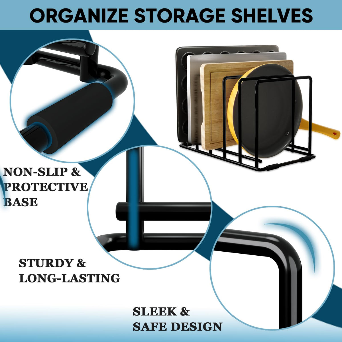 SAGLAU durable steel with non-slip feet stabilizes in use.