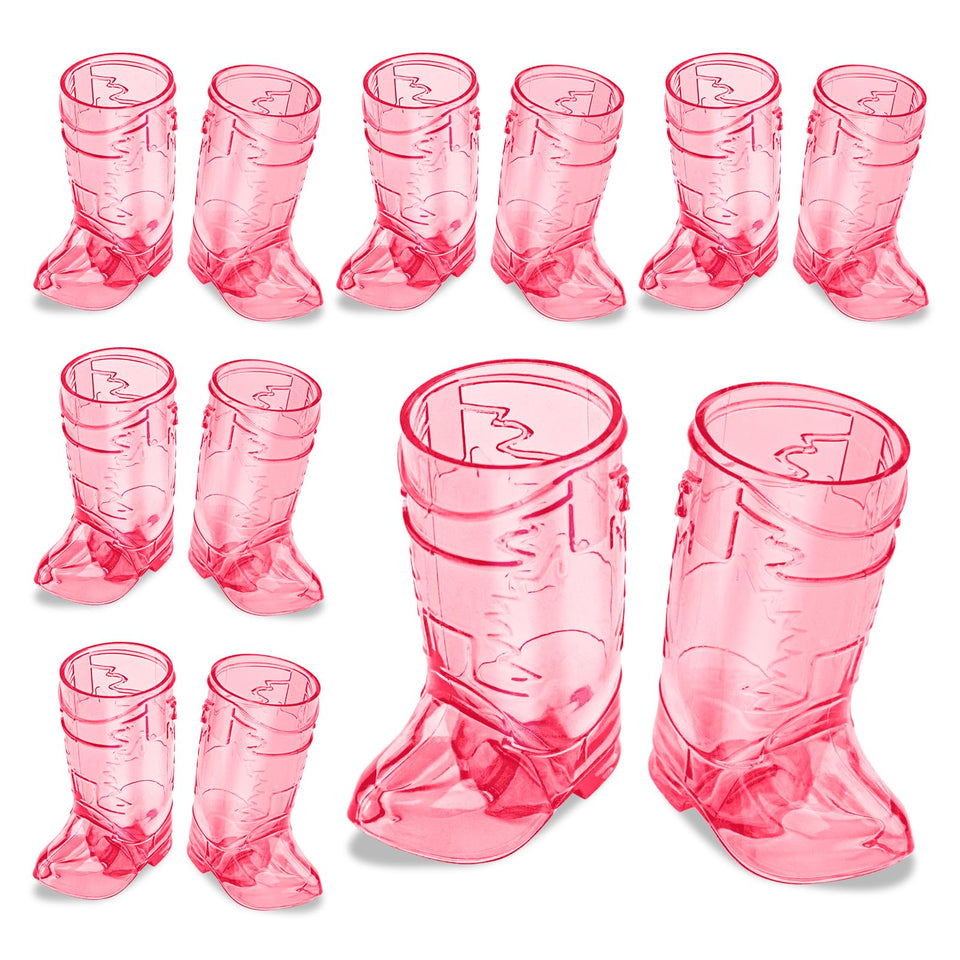 SAIAOKJ cowboy boot shot glasses in rose red add Western flair to celebrations.