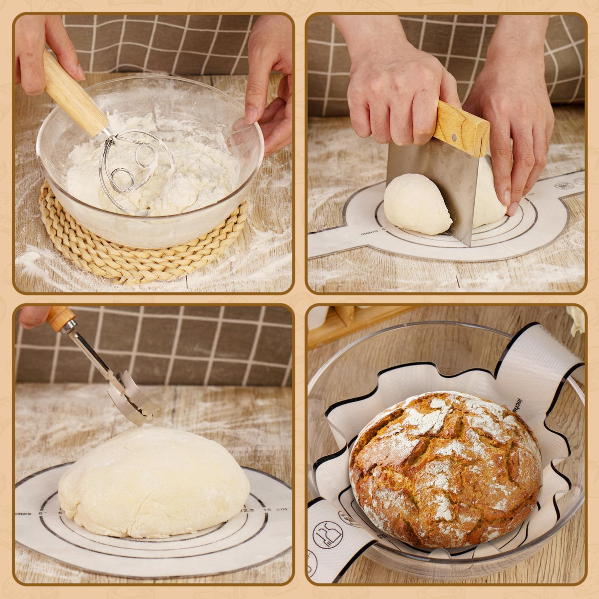 Saicefe silicone bread sling for safe basket transfers.
