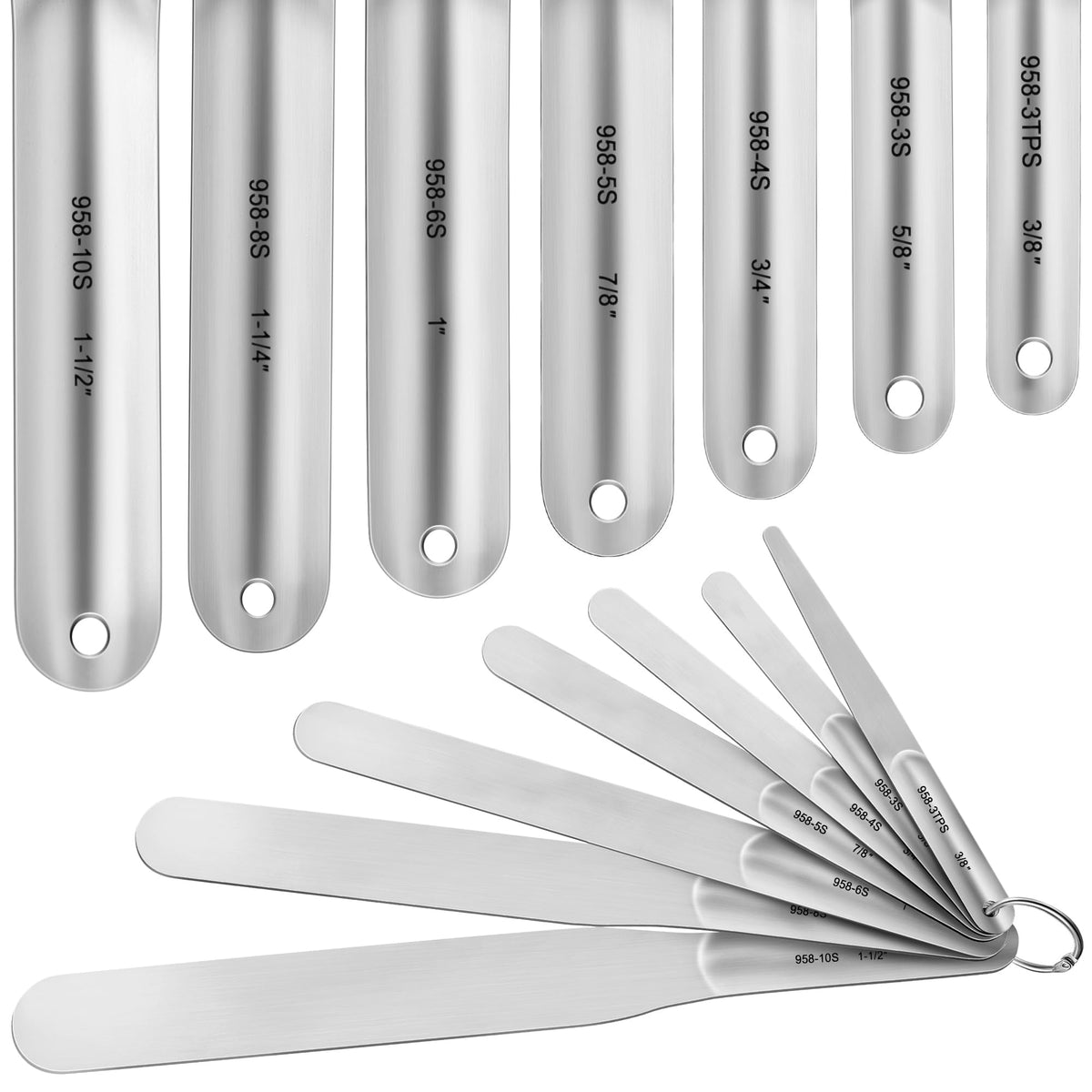Saillong 7pc caulk spatula set front view for precise gap filling in bathrooms