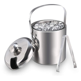 Sailnovo mini ice bucket with lid and tongs keeps ice tidy for cocktails.