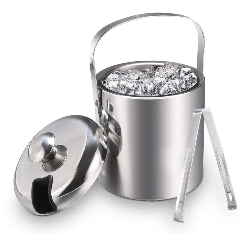 Sailnovo mini ice bucket with lid and tongs keeps ice tidy for cocktails.