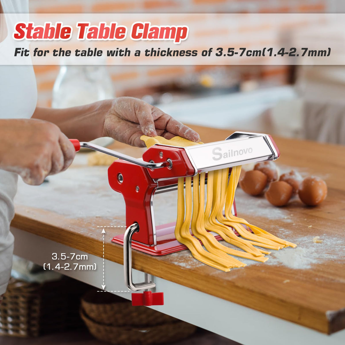 Sailnovo clamp base keeps machine stable during rolling.