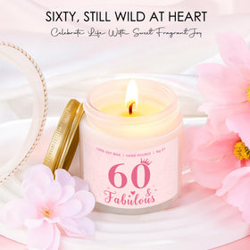 Saineron 60th birthday scented candle creates a calming ambiance.