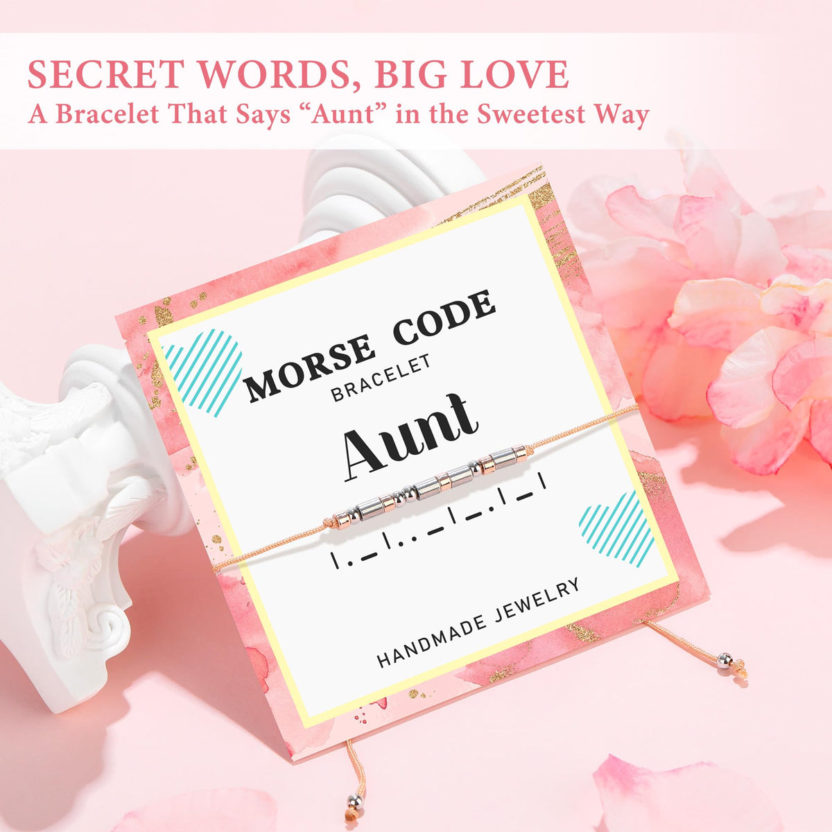 Saineron Morse Code Bracelet with secret 'Aunt' message for a personal keepsake.