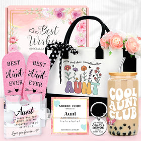 Saineron Aunt Gifts tote bag with bright polka dots for everyday use.