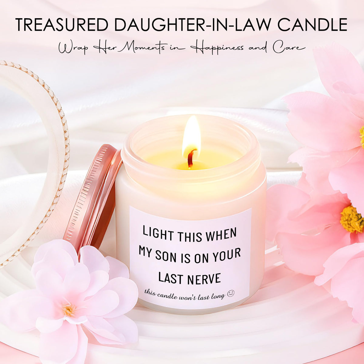 Saineron daughter-in-law scented candle adding calming fragrance.