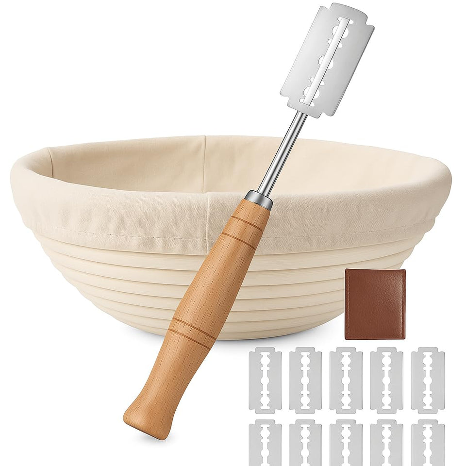 Saint Germain Bakery round banneton basket for even fermentation and a classic spiral crust