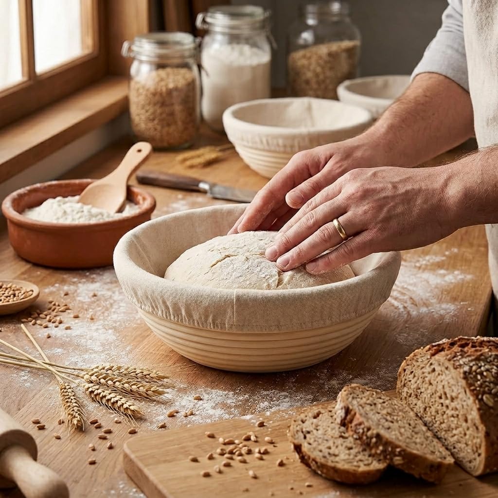 Saint Germain Bakery two-basket set ideal for medium loaves and daily baking.