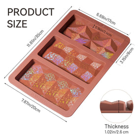 SAINT NIEVE large 3-cavity mold creates chunky chocolate bars for gifting