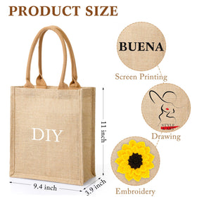 Saintrygo burlap tote handles close-up showing sturdy grip for easy carrying.
