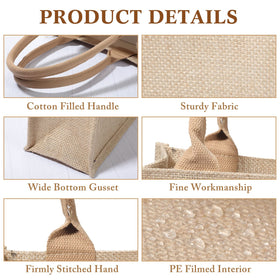 Saintrygo reinforced stitching on burlap tote enhances durability for events.