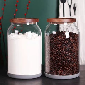 SAIOOL glass jar filled with flour for organized pantry