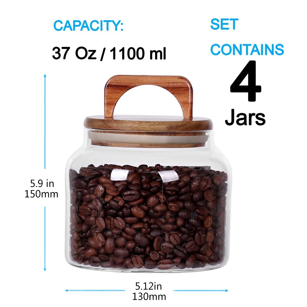 SAIOOL set of 4 glass jars with lids for versatile kitchen storage.