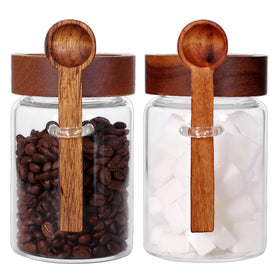 SAIOOL sugar jar set with lids and spoons for organized pantry storage.