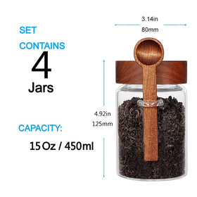 SAIOOL tea canister with wooden spoon for measuring and serving.