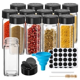 Saiveina 12 pack glass spice jars for organized kitchen storage
