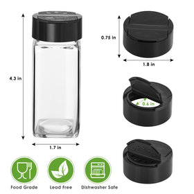 Saiveina 4oz square spice jars with black shaker lids for easy seasoning