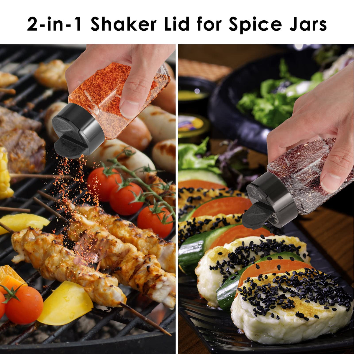 Saiveina black shaker lids provide shake and pour options