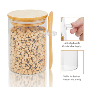 Saiveina glass jar with front loop handle for easy grip