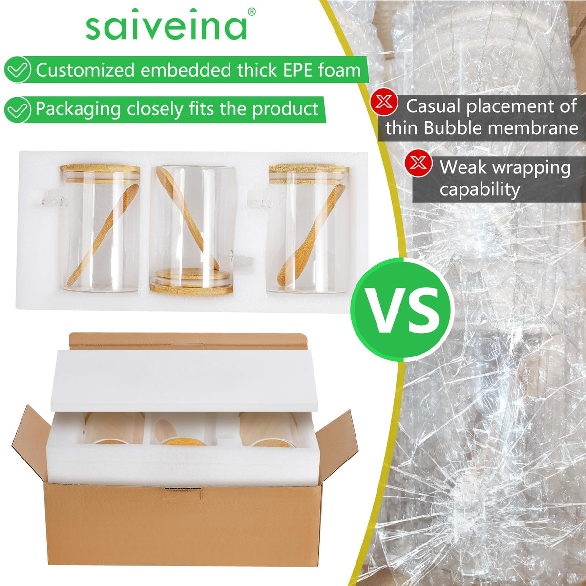 Saiveina stackable clear glass storage saves kitchen space