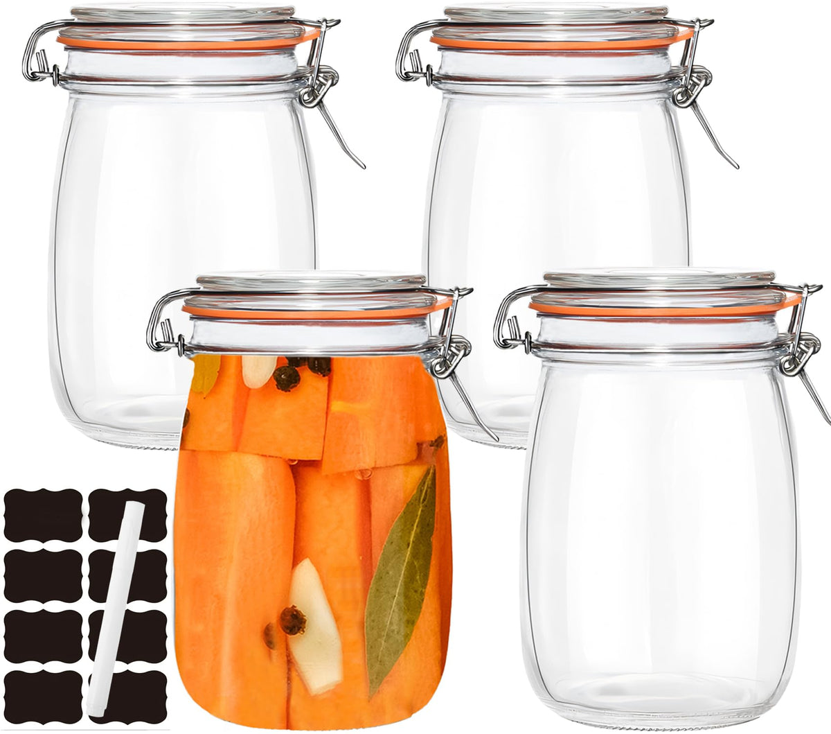 SAJKUERO 32 oz pickling jar wide mouth for easy batch filling