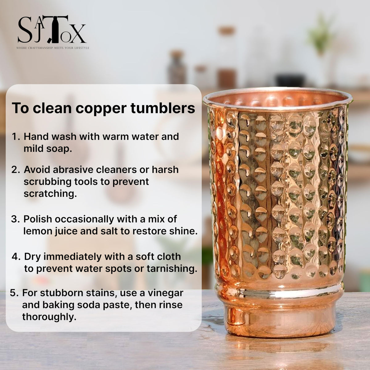 SAJTOX copper's natural color change indicates purity and uncoated metal.