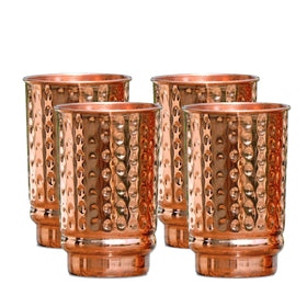 SAJTOX pure copper hammered tumblers set of 4 for elegant daily hydration.