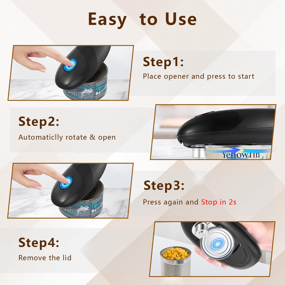 Built-in lid lifter on SAKAMOSH can opener lifting lid