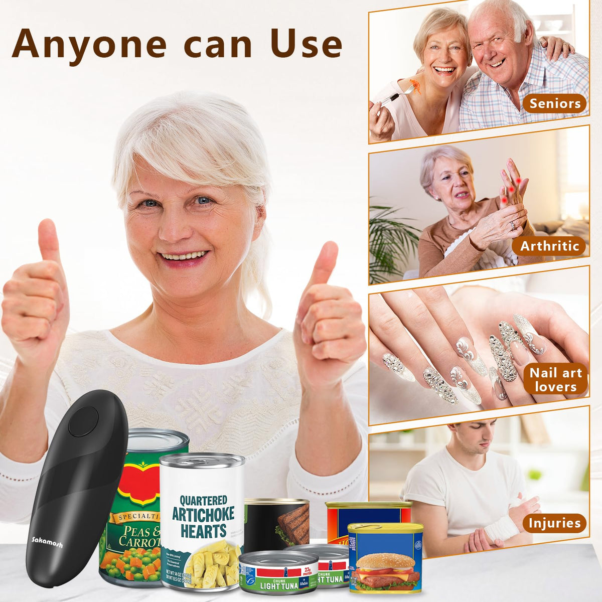 Left-handed friendly design of SAKAMOSH can opener