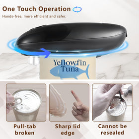 Close-up of one-touch operation on SAKAMOSH can opener