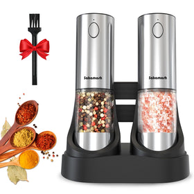 SAKAMOSH electric grinder set front view for stylish seasoning on demand