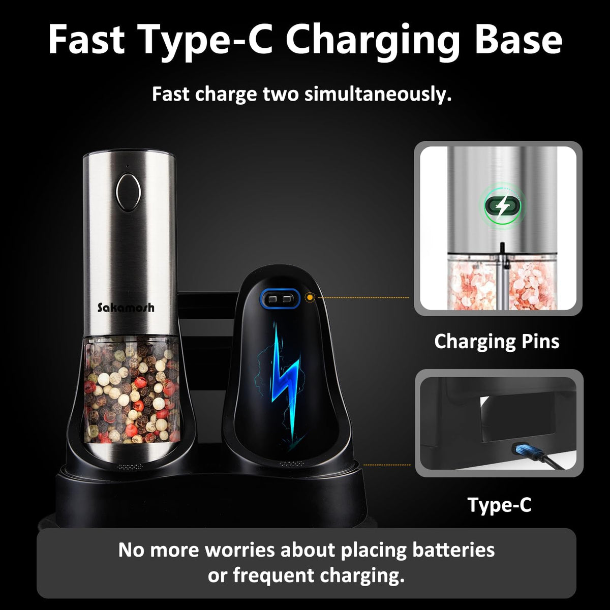 SAKAMOSH LED-light activated grinding aids precise seasoning at the table